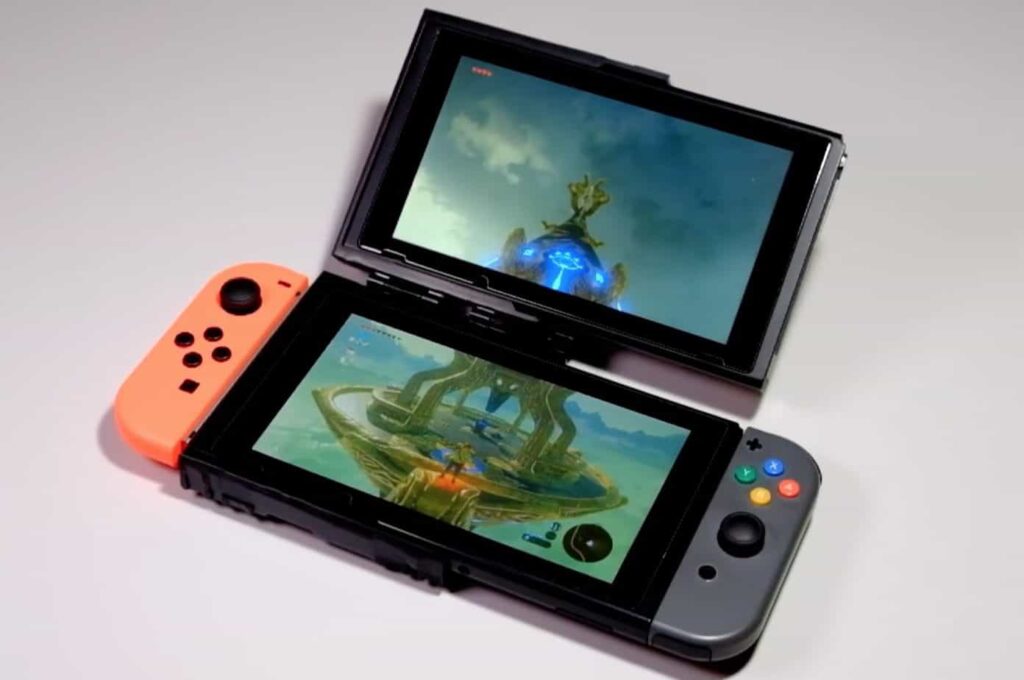 Montaje Nintendo Switch con dos pantallas.