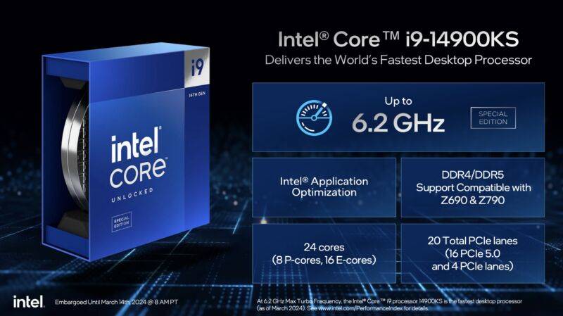 i9-14900KS diapositiva Intel