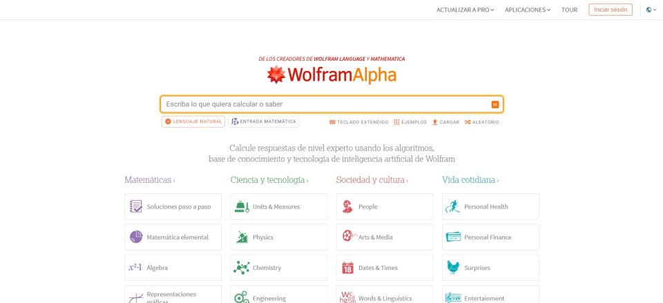 Wolfram Alpha webs útiles